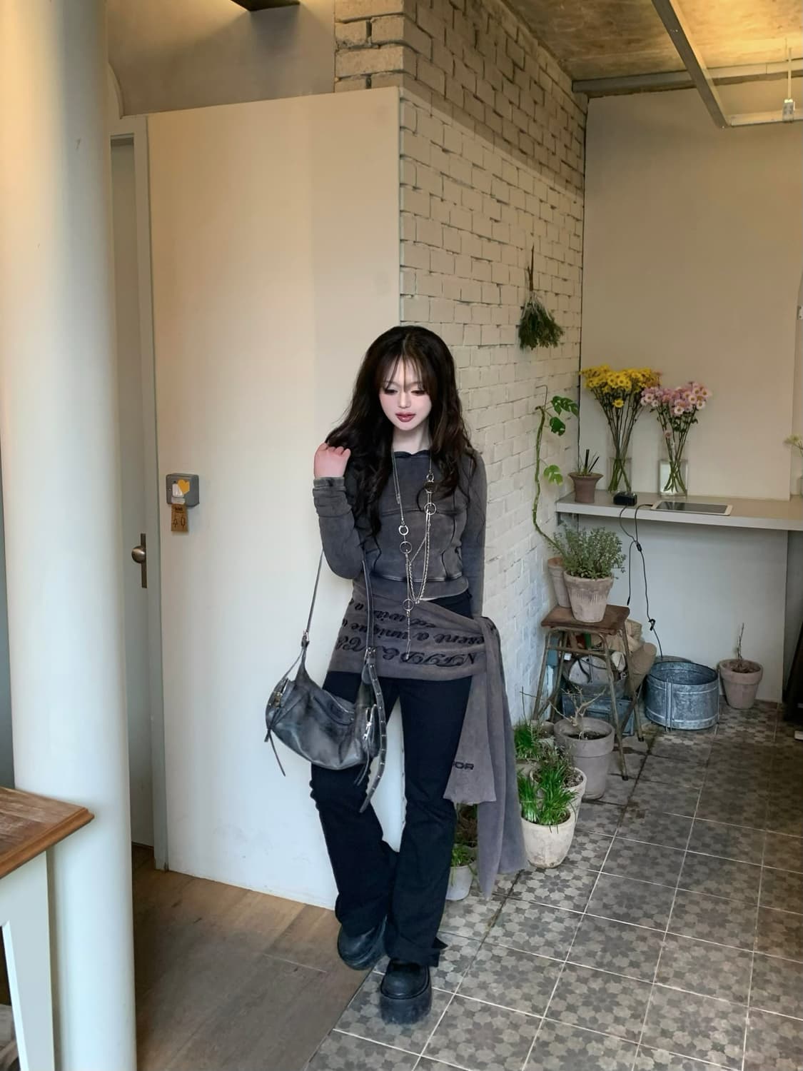 오도어 크롭후드 스카프포함 상품이미지5