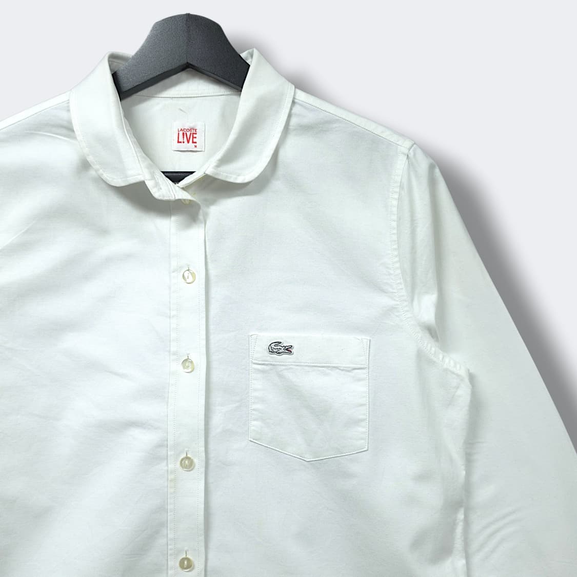 [M] 라코스테 화이트 우먼즈 코튼 긴팔셔츠 상품이미지3