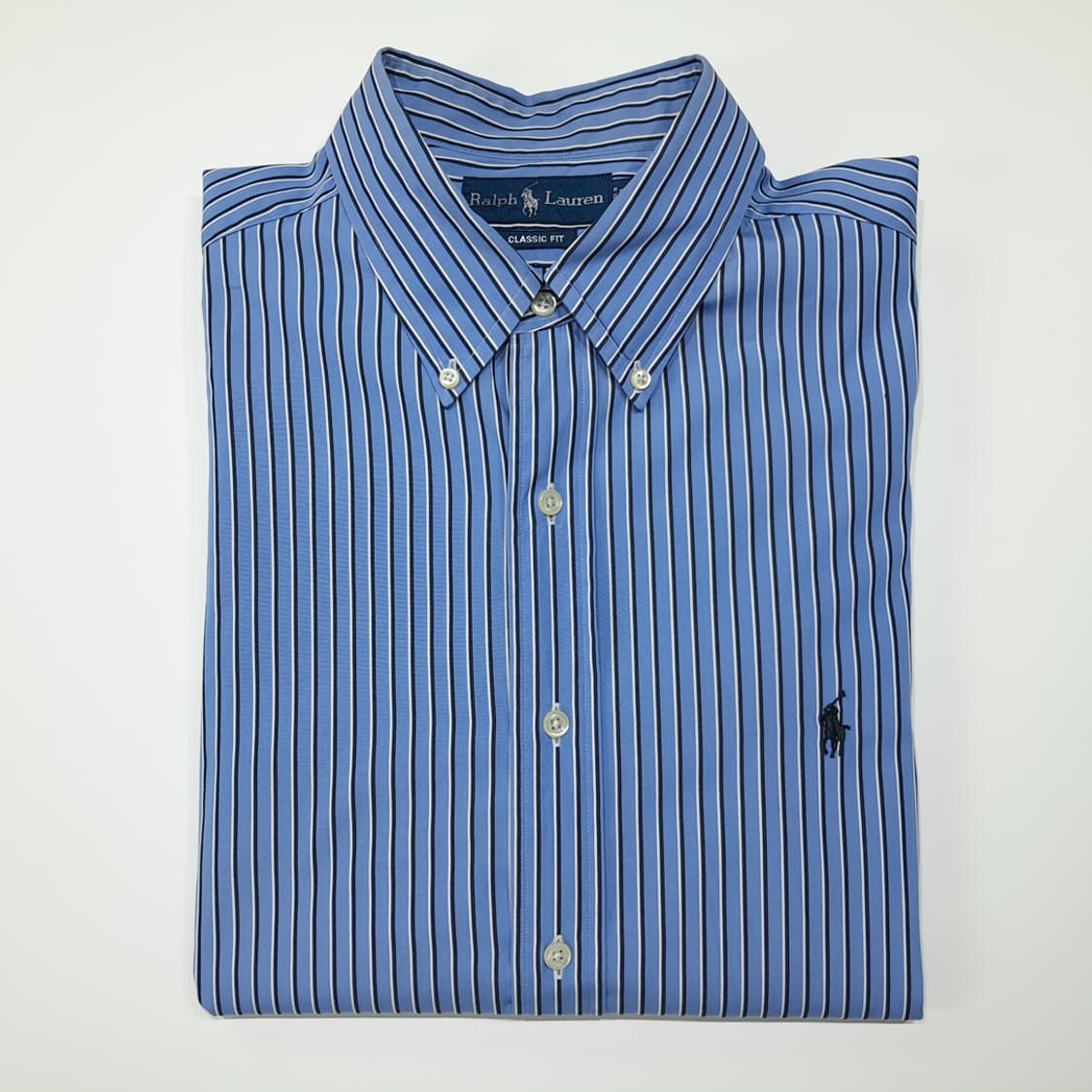 CL703 XL 폴로 00s 코튼 스트라이프 버튼다운 블루 셔츠 남방 상품이미지7