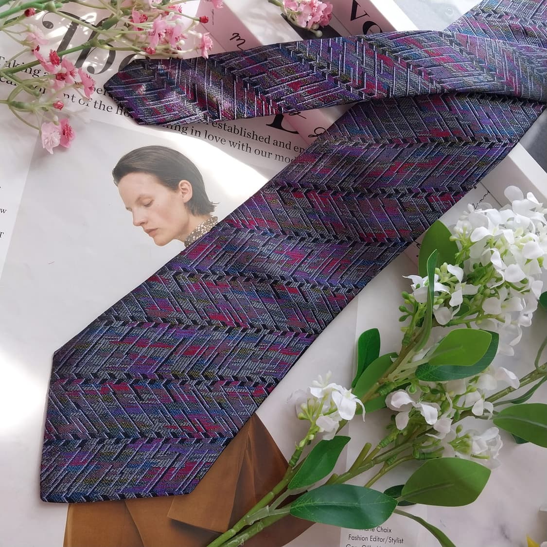 미쏘니 실크 퍼플 믹스 자카드 넥타이 9.6cm A+등급 K2414
 상품이미지4