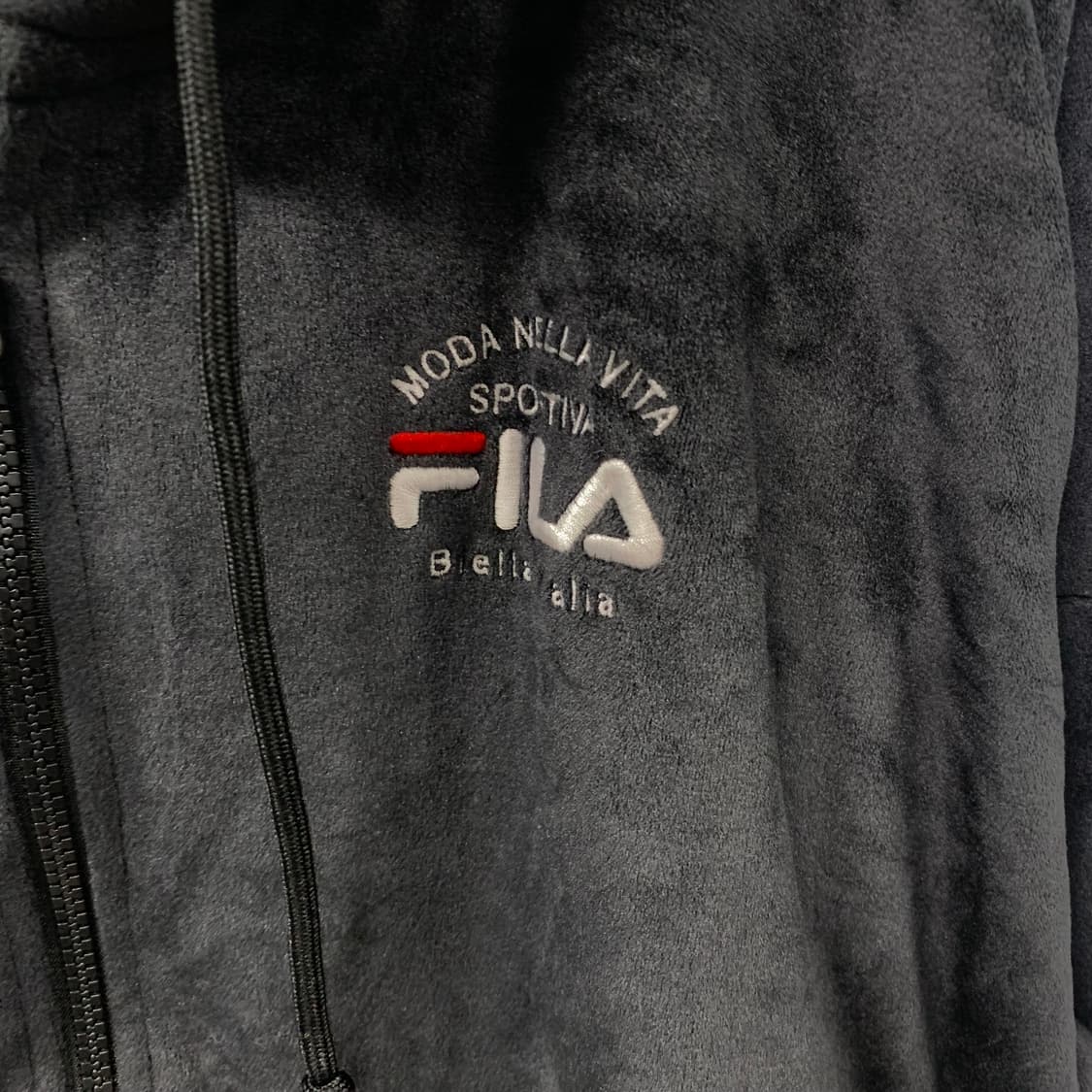 Fila 필라 블랙 벨루어 후드집업 상품이미지4