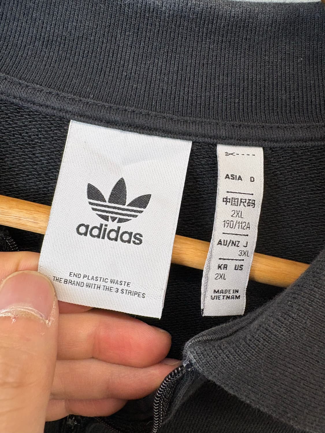 아디다스 삼선 반집업 맨투맨 블랙 상품이미지6