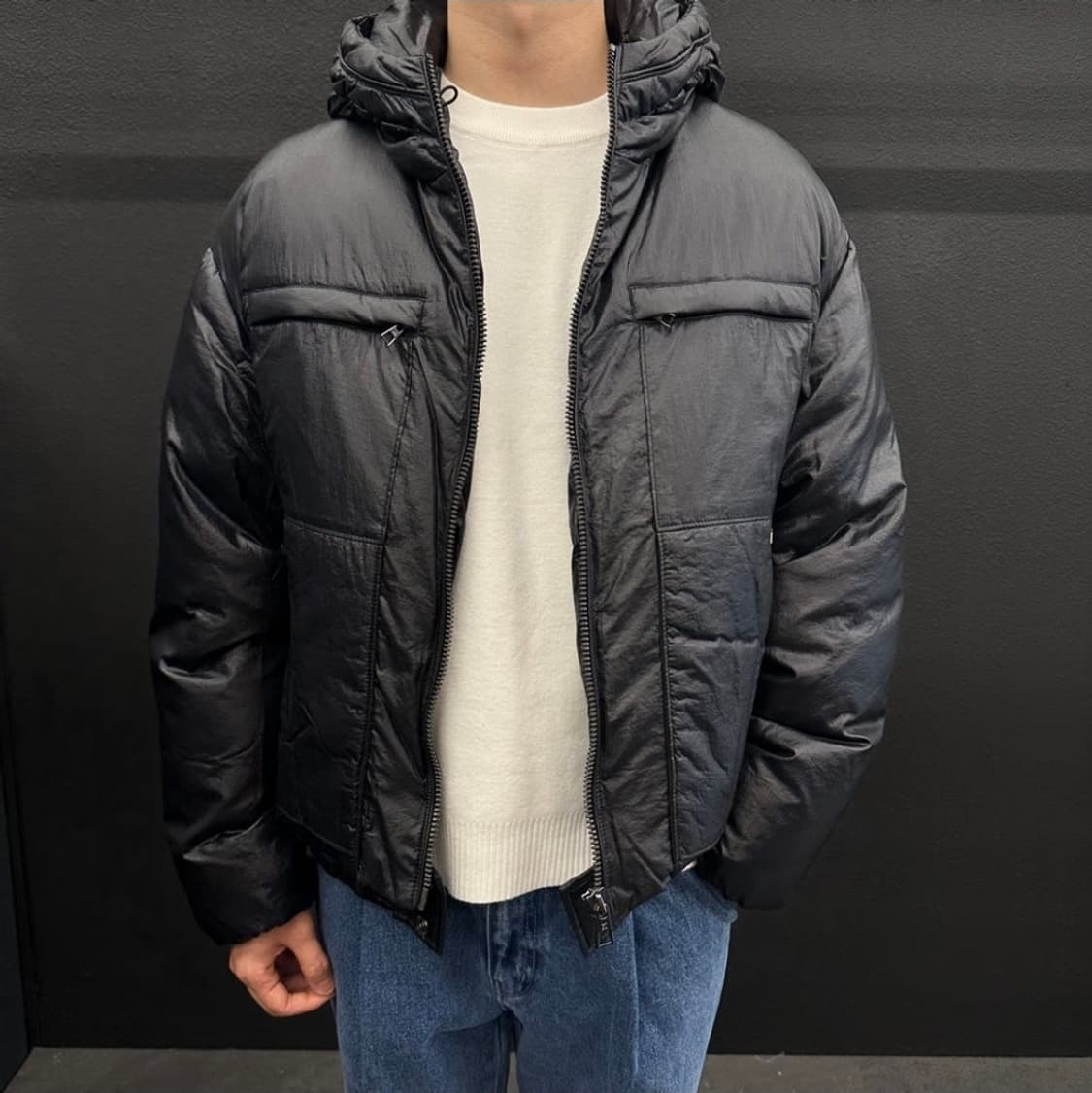 지오송지오 후드 다운 블랙 105 상품이미지6