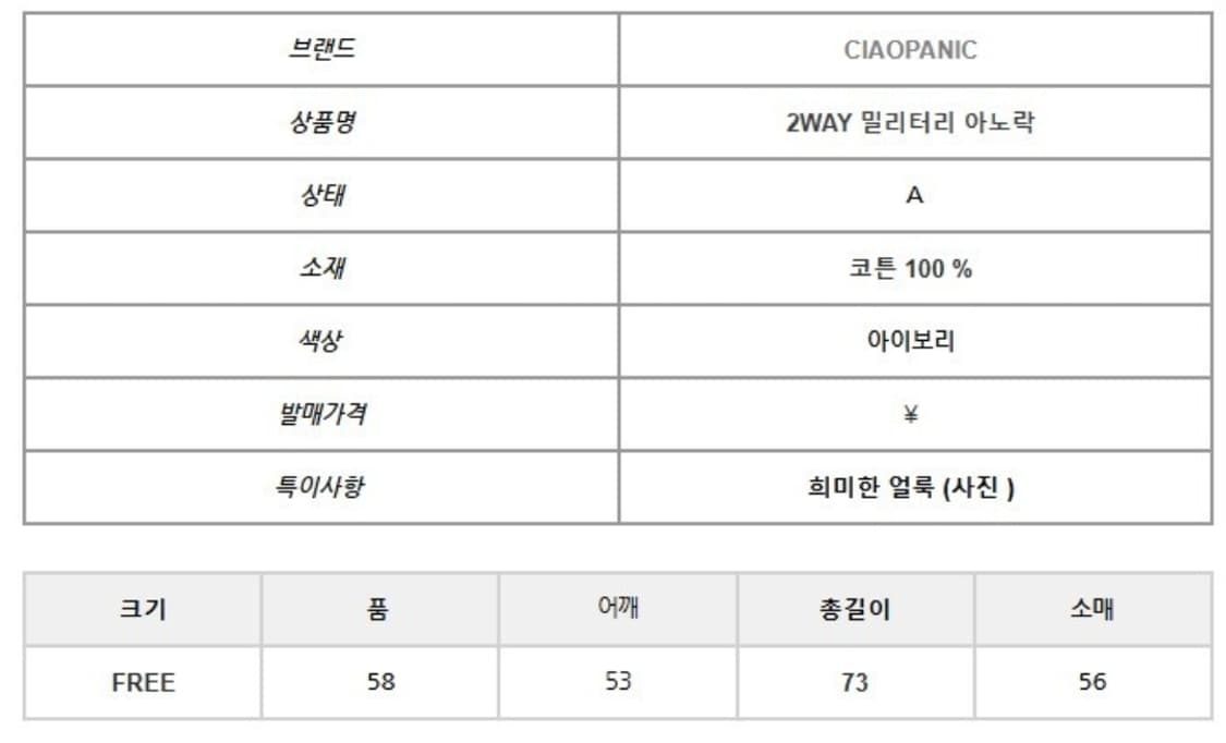차오패닉 2way 밀리터리 아노락 상품이미지2