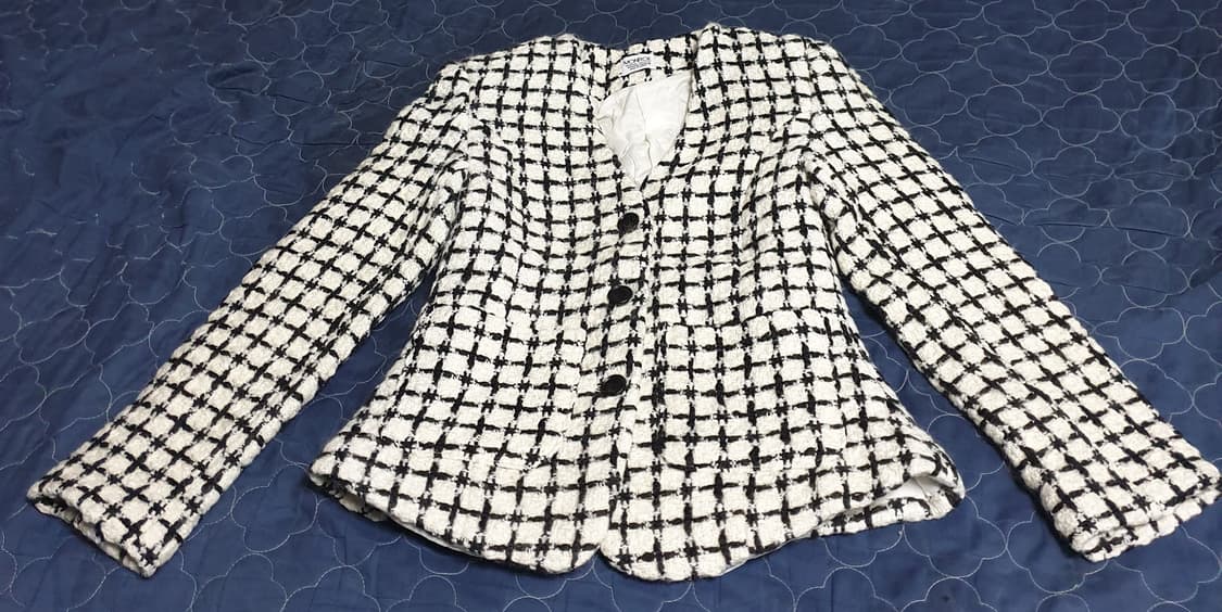 MONROE 안감퀄팅 트위드 자켓 횐검 (S) 상품이미지1