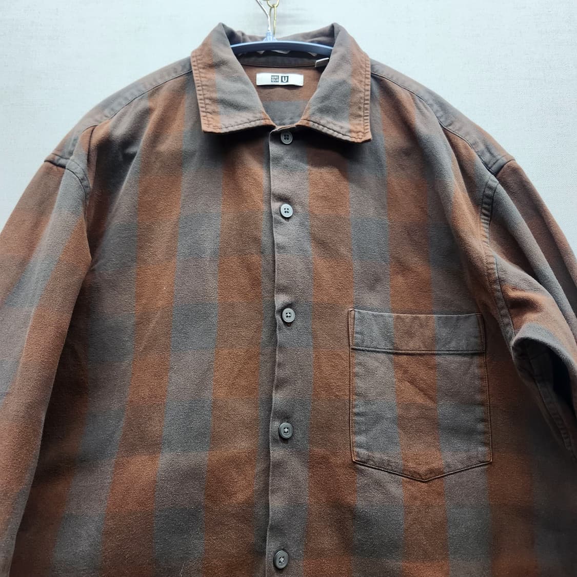 유니클로U 플란넬 체크 원포켓 셔츠 M(M) 상품이미지2