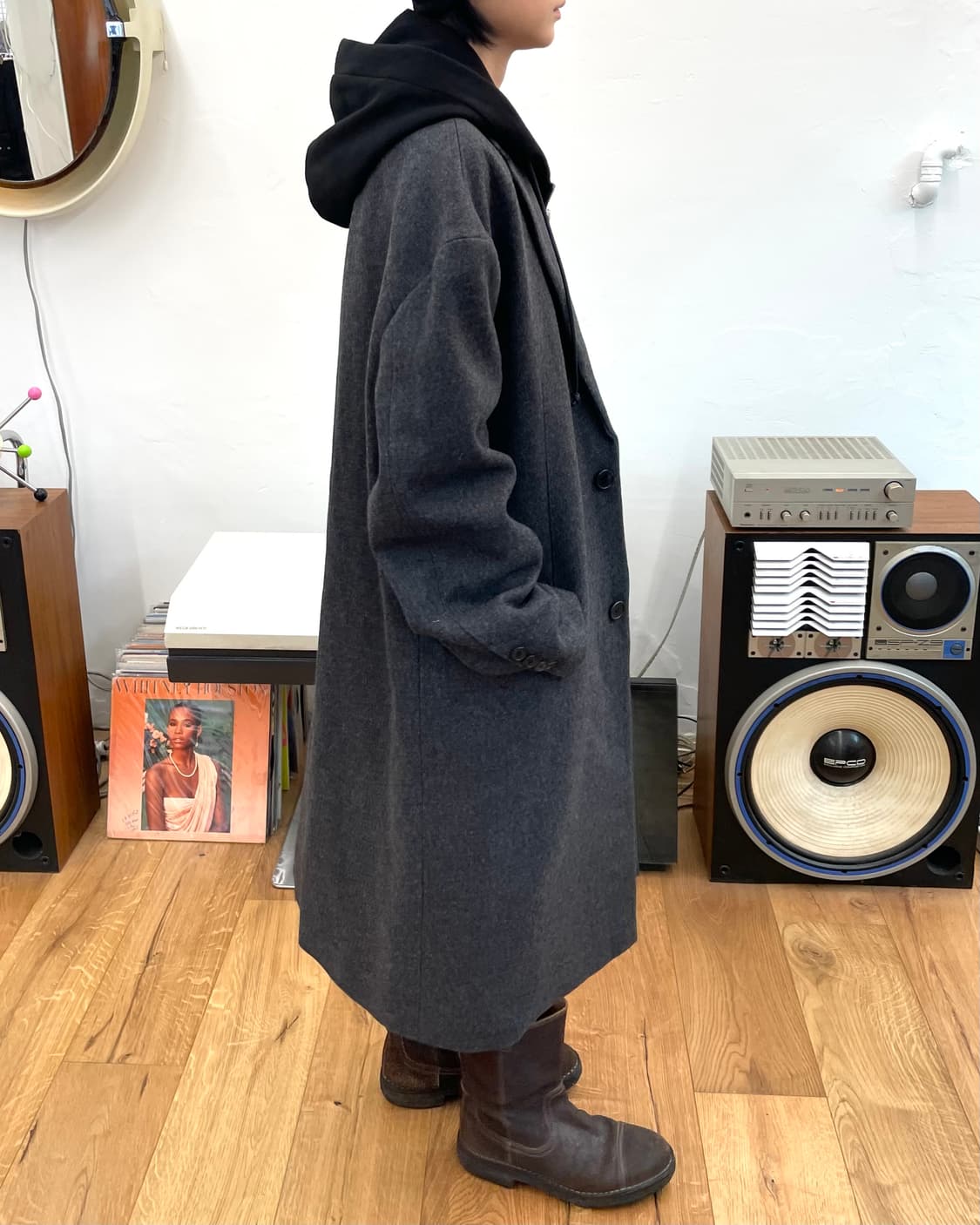 [48] 준지 후드 레이어드 울 코트 상품이미지2