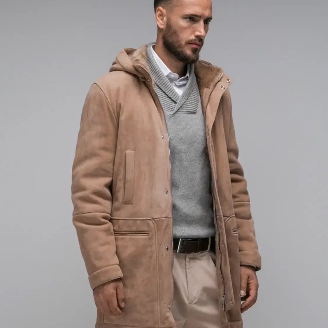 (A+/M) / 브루넬로 쿠치넬리 시어링 램스킨 브라운 코트 상품이미지9