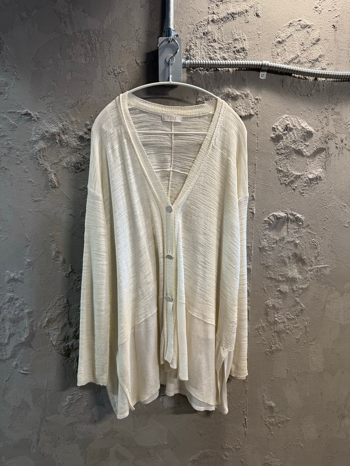 타임 TIME 시어 니트 가디건 레이어드 아이보리 M 상품이미지1