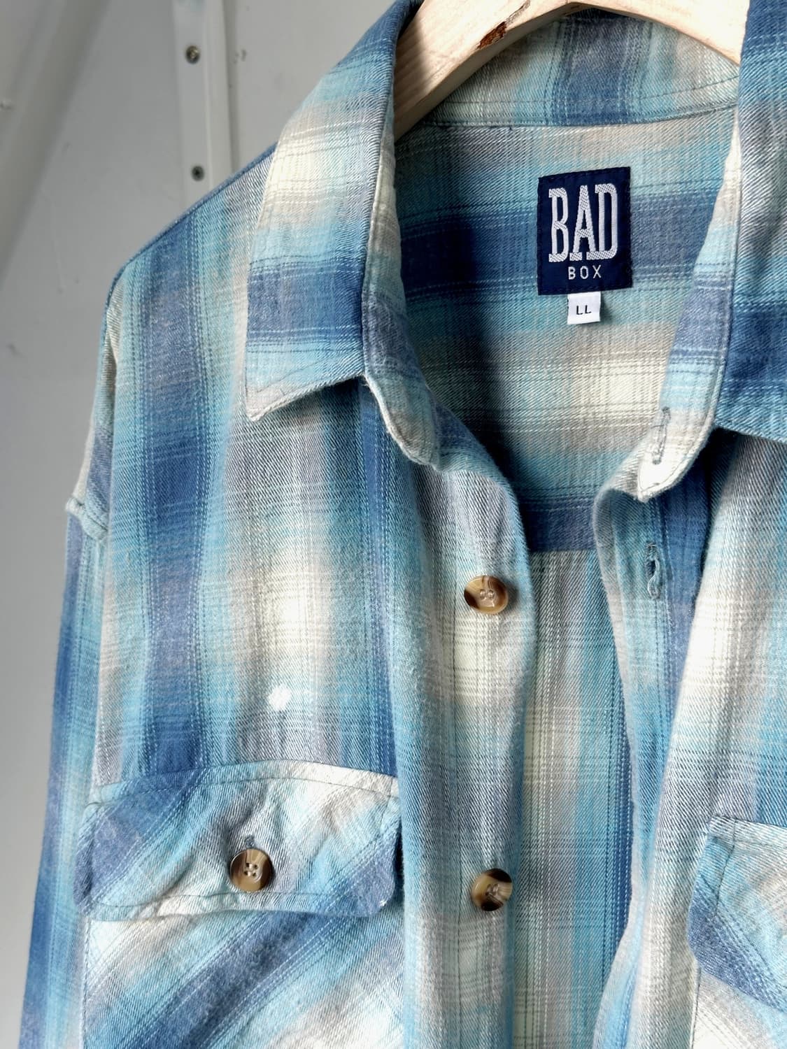 Cotton woven nel check wide shirt 상품이미지5