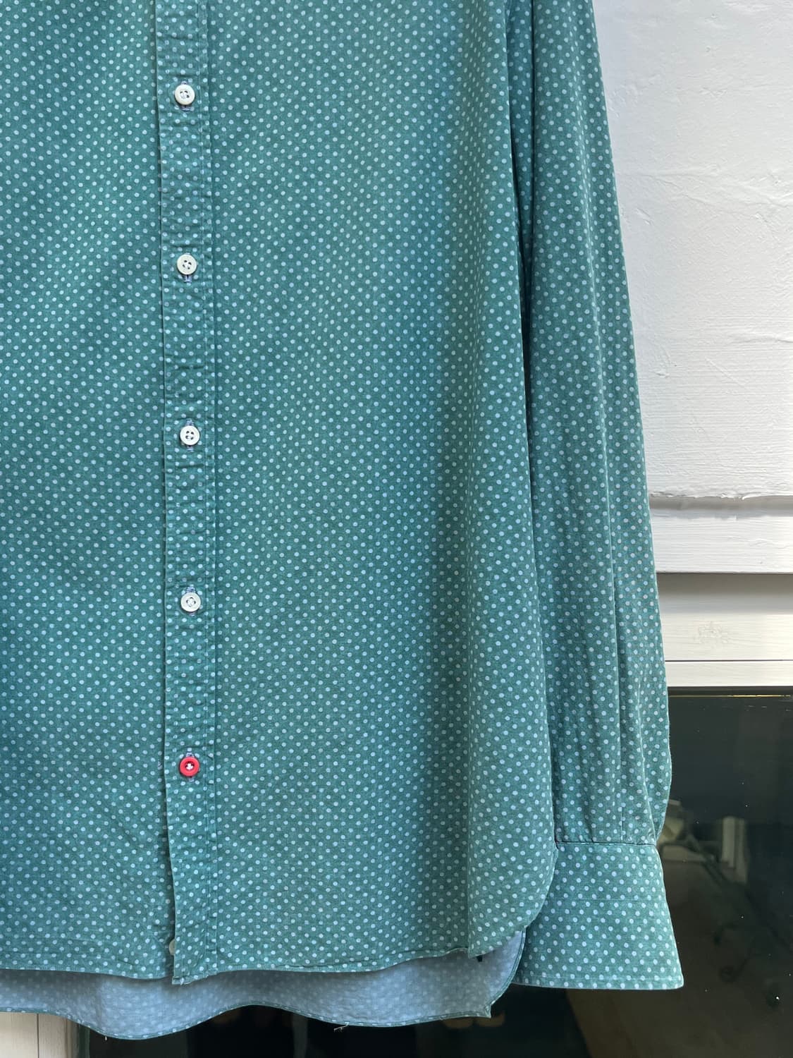 ISAIA 이태리 민트 코튼 폴카닷 셔츠 IT38 상품이미지5