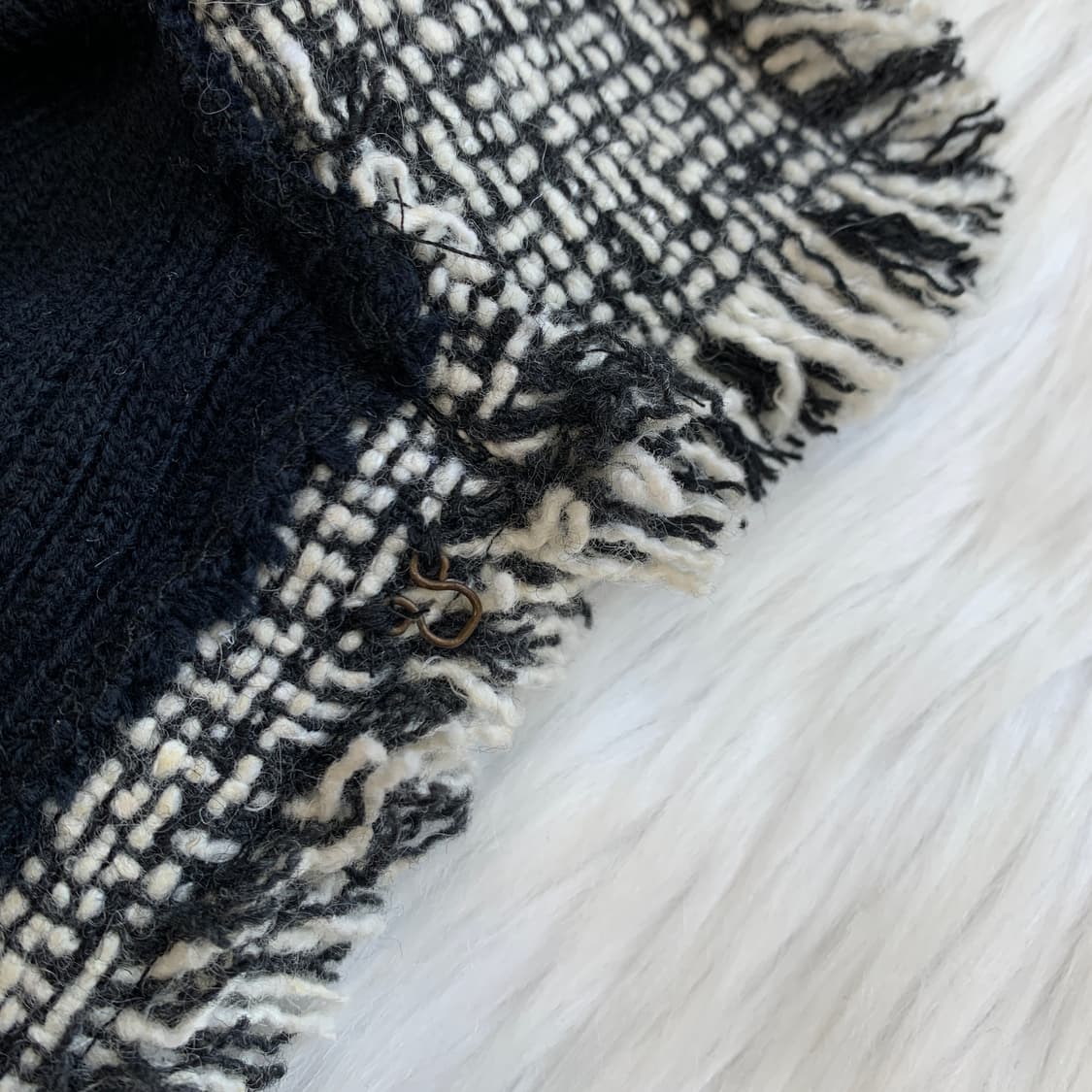 일본 빈티지 G.dream 트위드 배색 골지 가디건 1692 상품이미지5