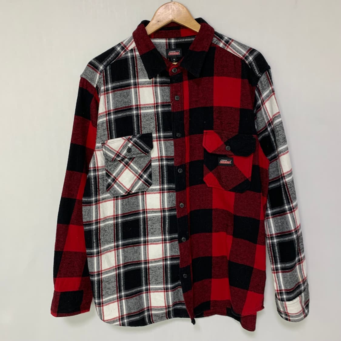 디키즈 y2k 빈티지 언발란스 레드/블랙 체크 셔츠 남방 상품이미지2