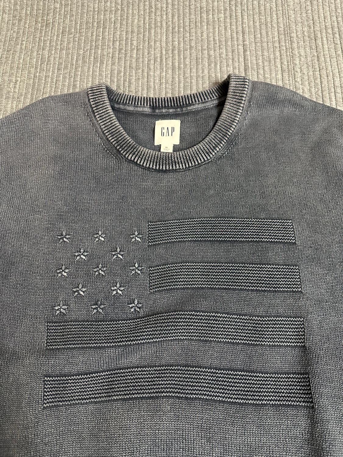(XL) GAP 갭 성조기 니트 워시드 블루 상품이미지2