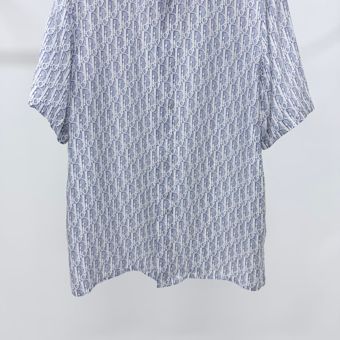 [S+급/38] 디올 오블리크 자카드 실크 반팔 셔츠 블루 상품이미지3