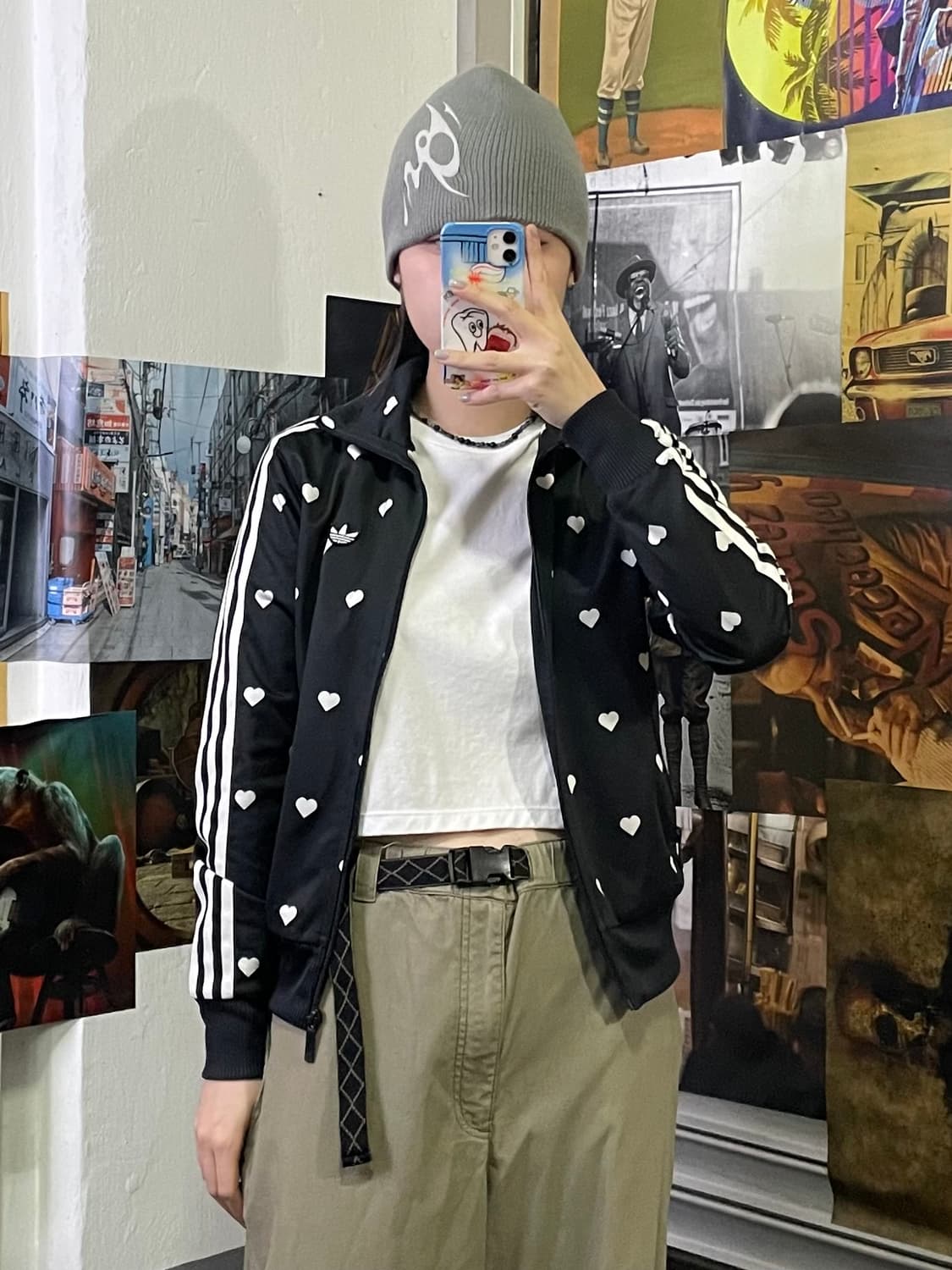 아디다스 하트 삼선 검흰 져지 S 상품이미지3