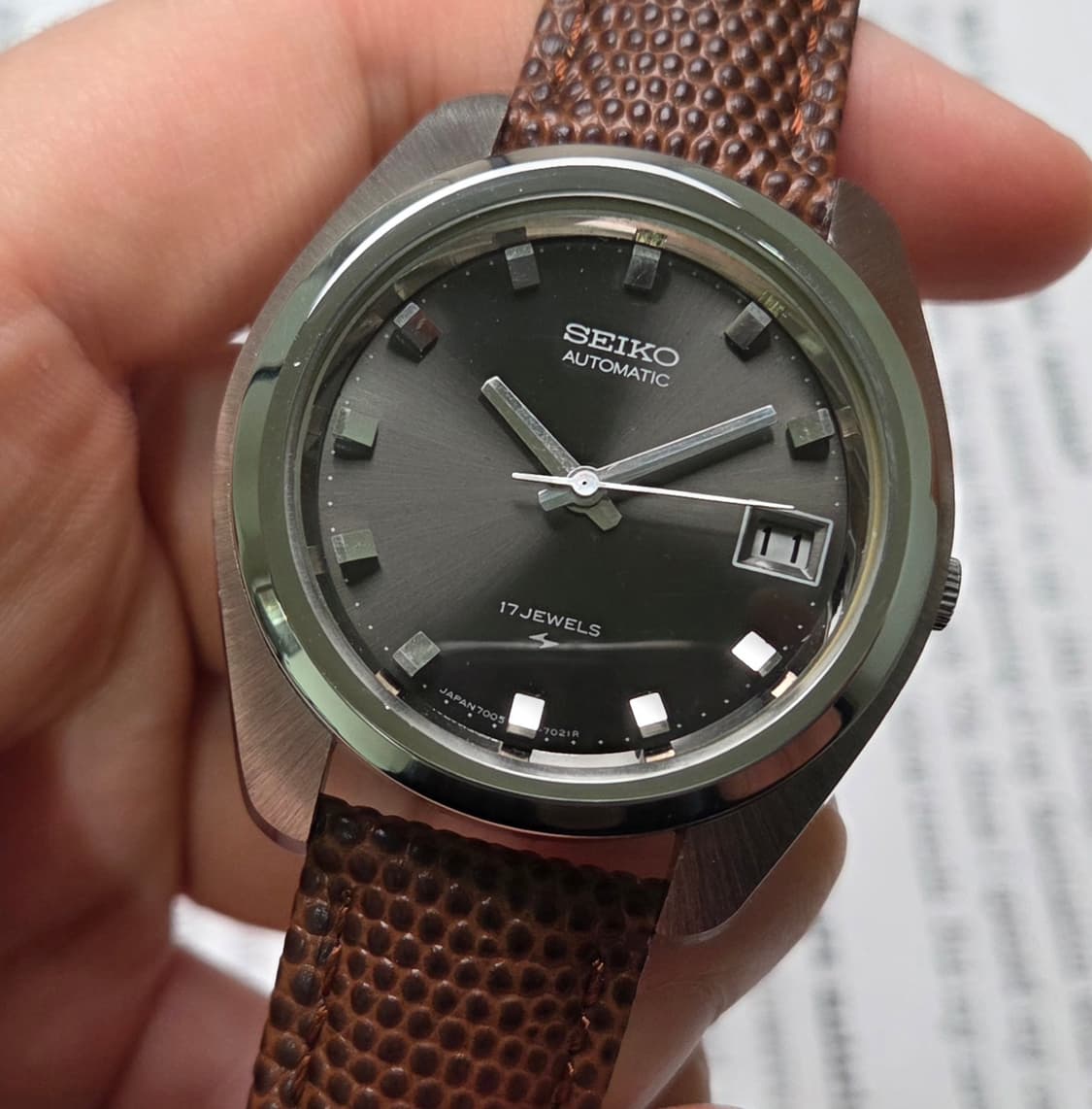 레어] 빈티지 세이코 점보 오리지널 회판 와이드보이 7005 오토매틱 상품이미지3