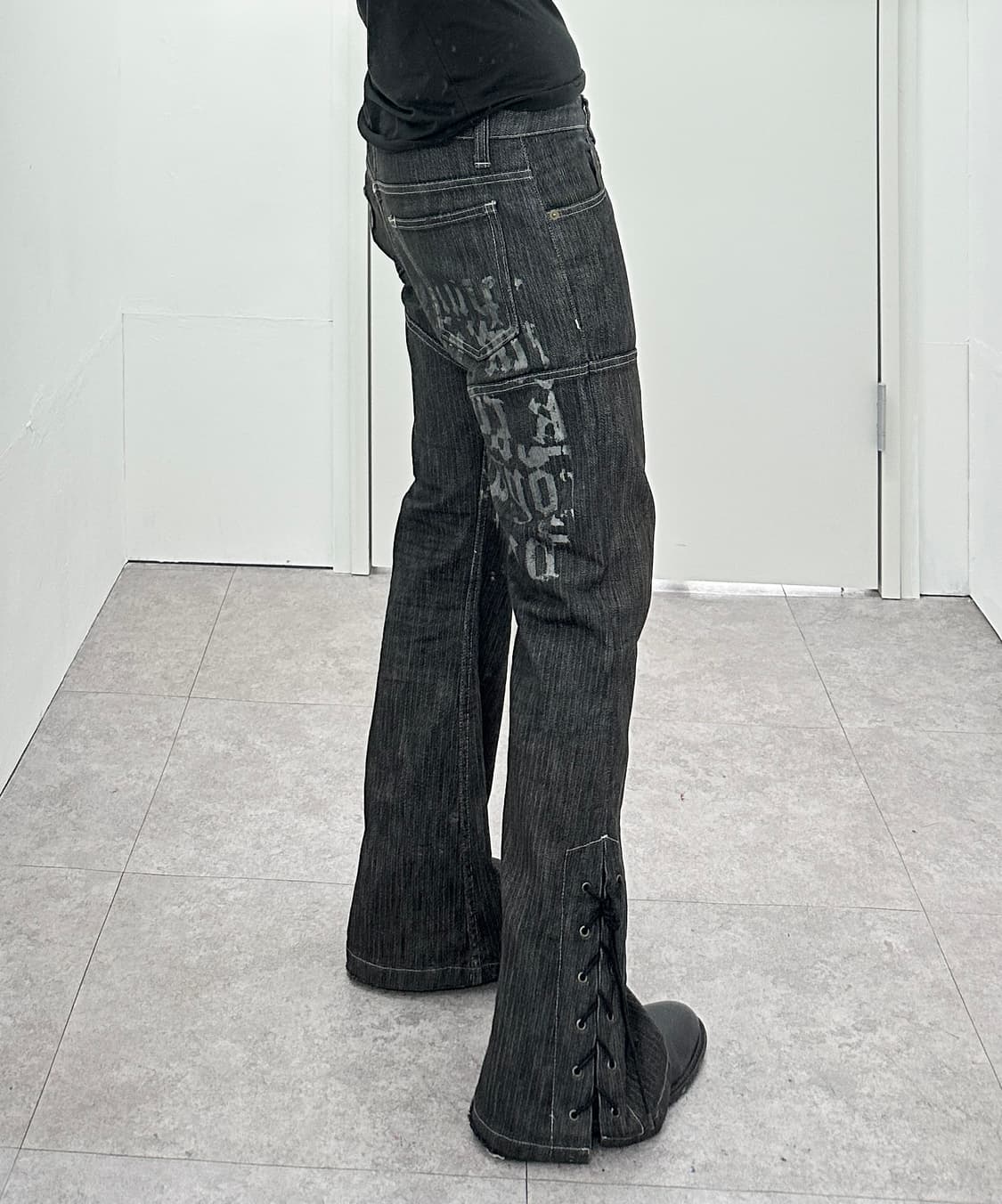 Tornado Mart 00s lace up flare cut denim 상품이미지2