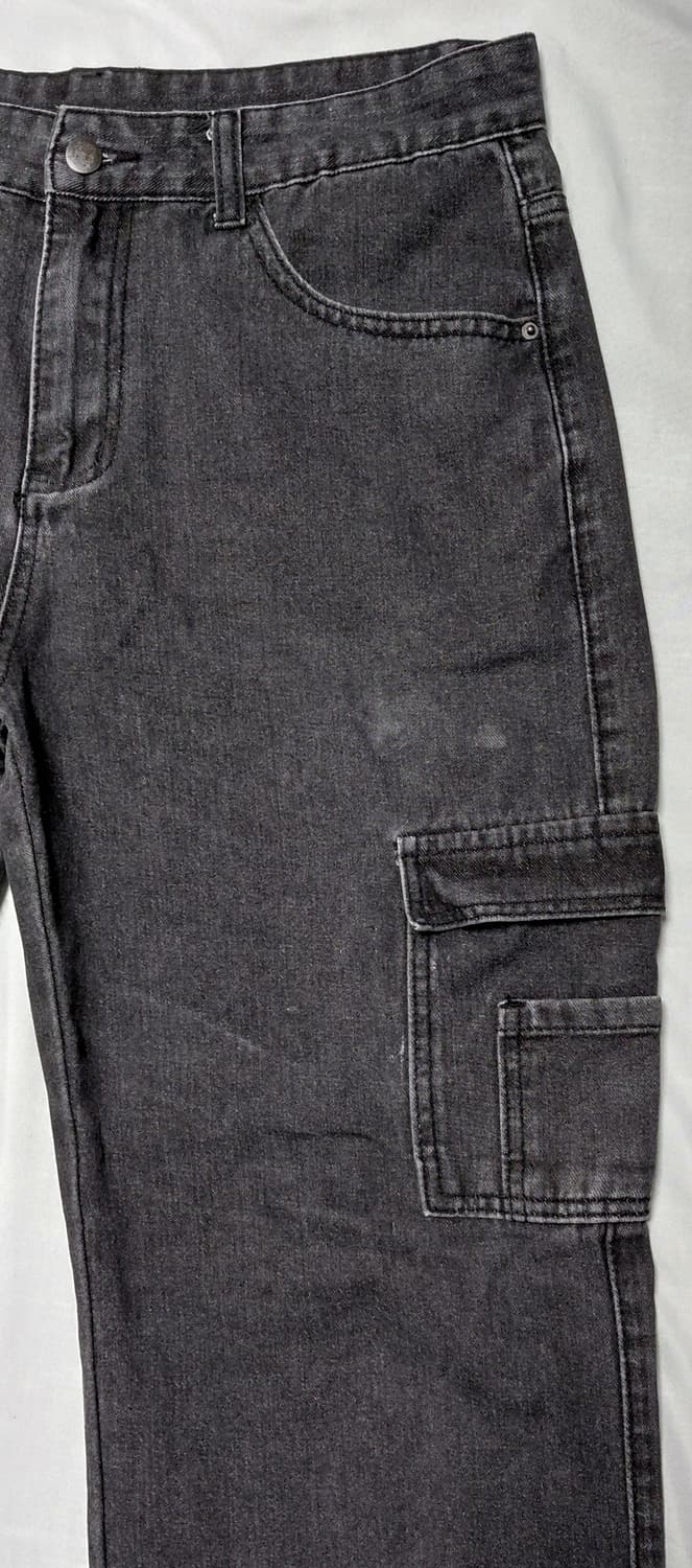 [M] MANFINITY 블랙 카고 데님 팬츠 / 스트릿 와이드 청바지 상품이미지4