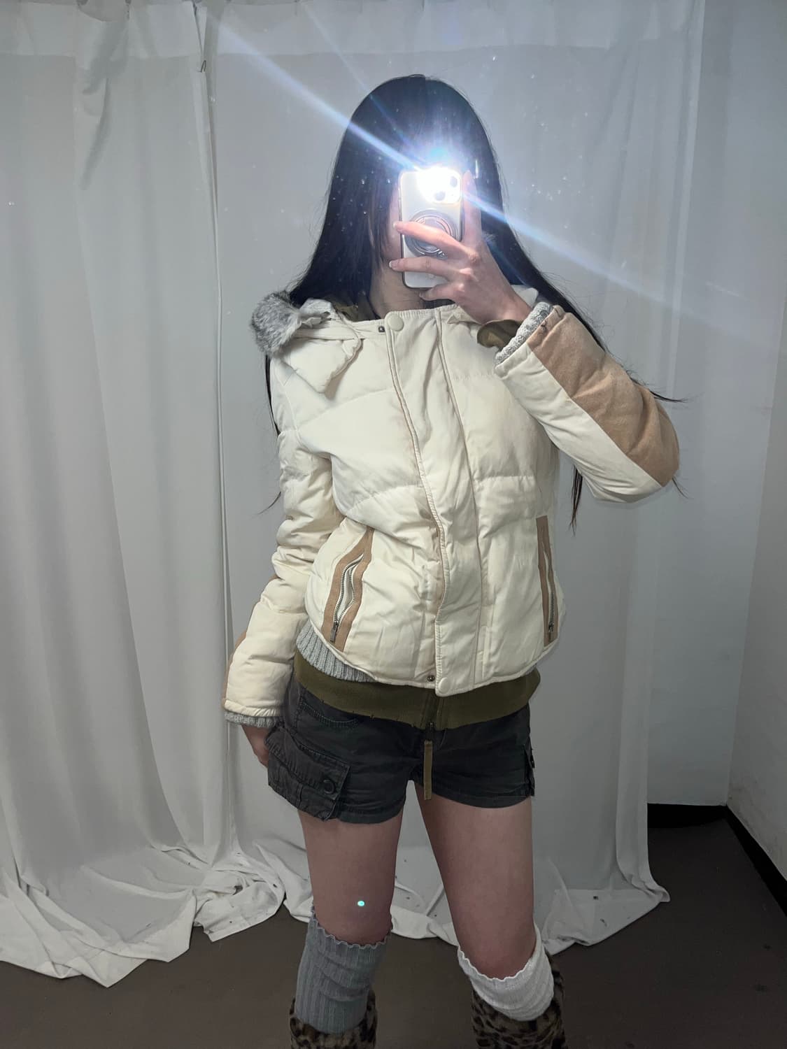 재패니즈걸st 베이지 래빗퍼 패딩 상품이미지3