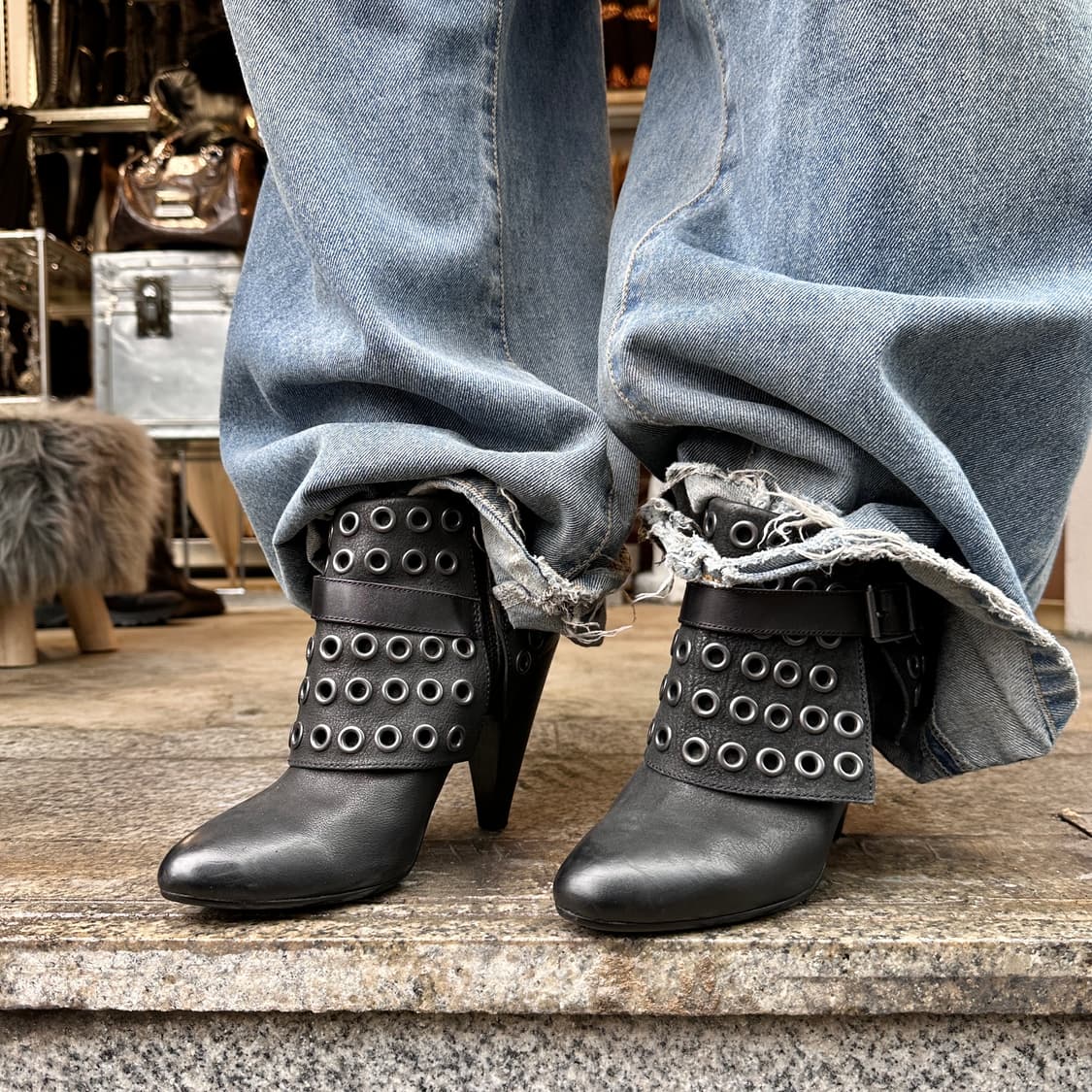 00s 레어 애쉬 커프 가죽 힐 부츠 상품이미지9