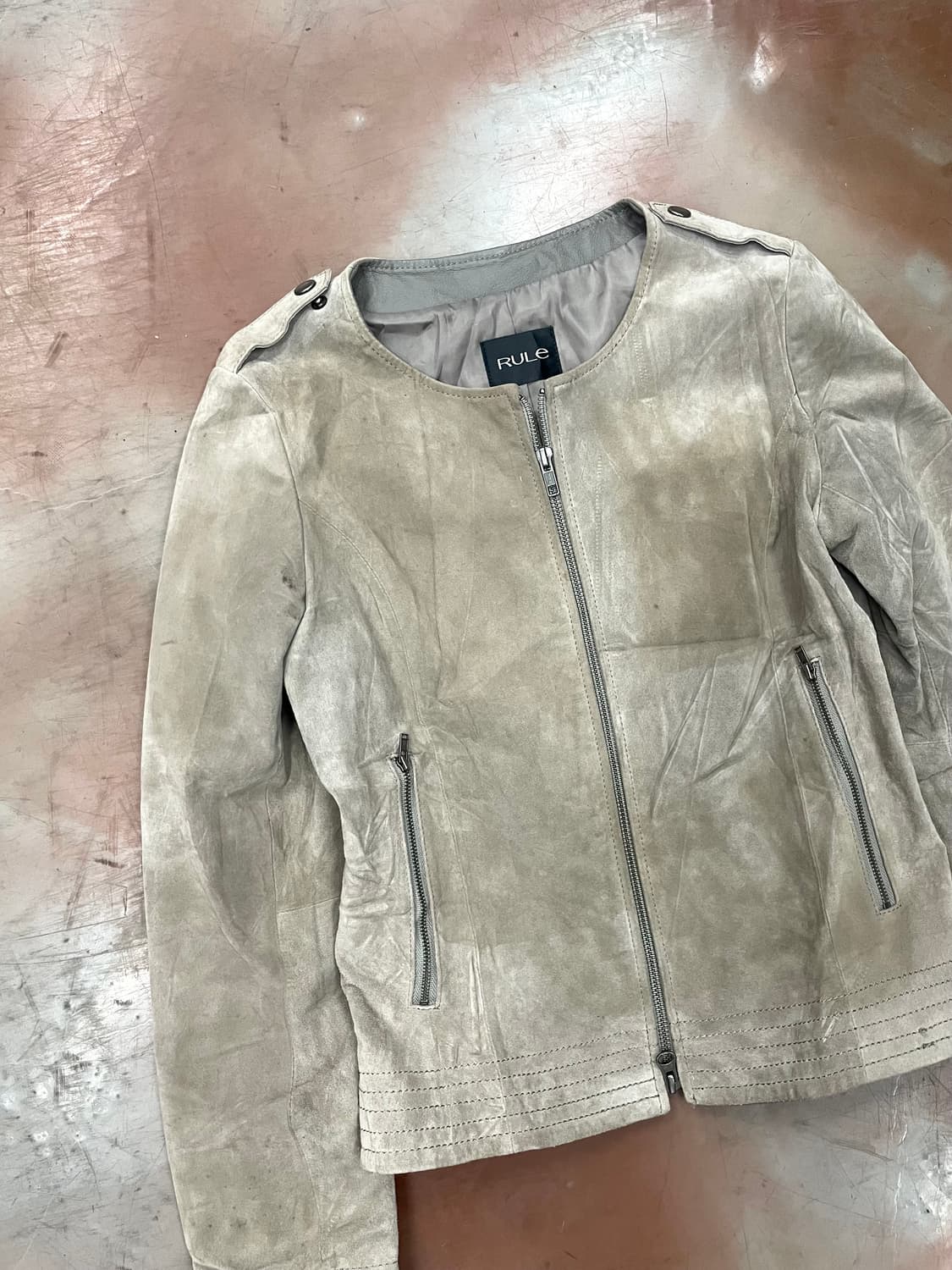 suede beige Zipper Details jacket 상품이미지4