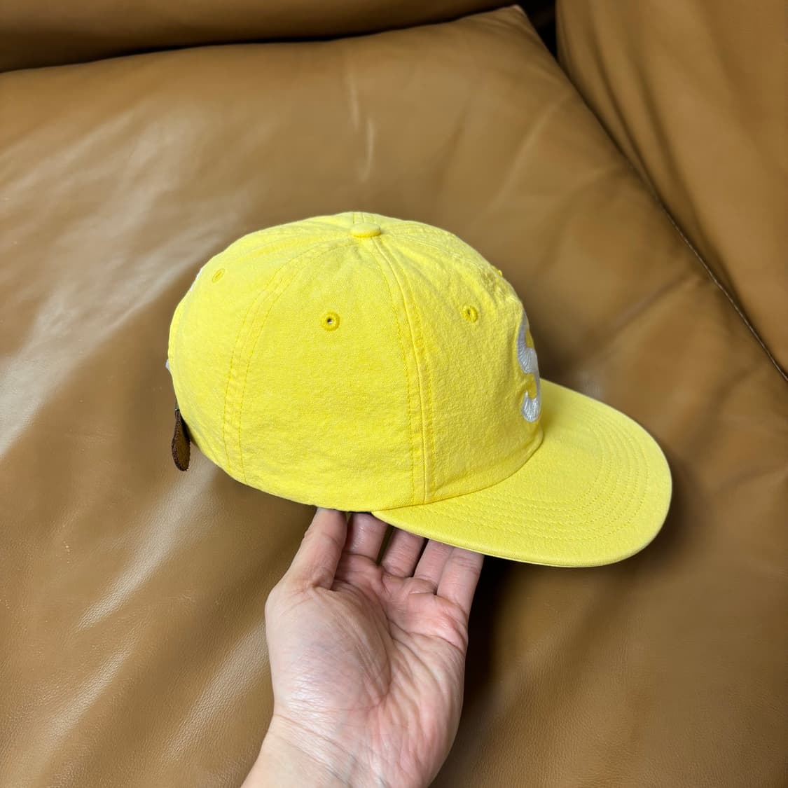 슈프림 S로고 볼캡 모자 워시드 옐로우 상품이미지3
