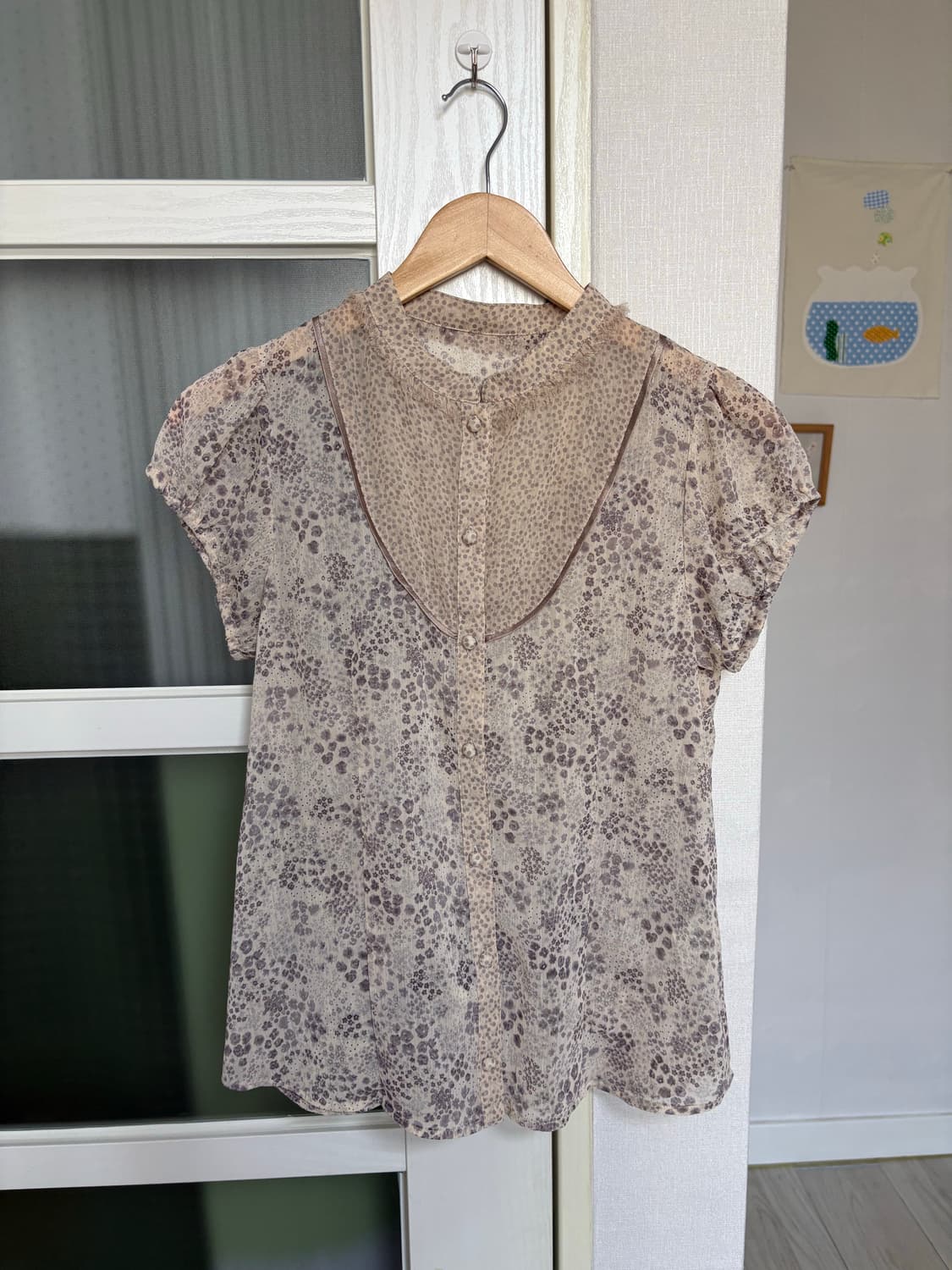 잔꽃 헨리넥 반소매 블라우스 상품이미지1