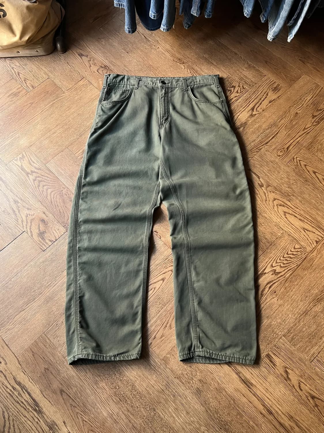 [36]칼하트 USA 모스그린 라이트 캔버스 워크팬츠 상품이미지1