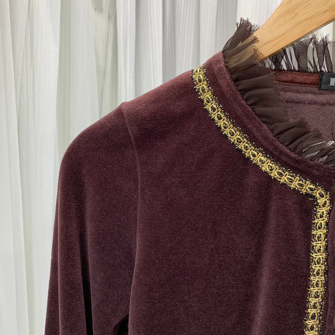 일본 빈티지 Larena 골드 테이핑 벨벳 가디건 1694 상품이미지2