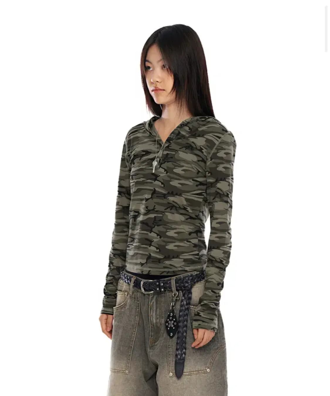 아캄 밀리터리 버튼 후디 (1사이즈) 상품이미지1