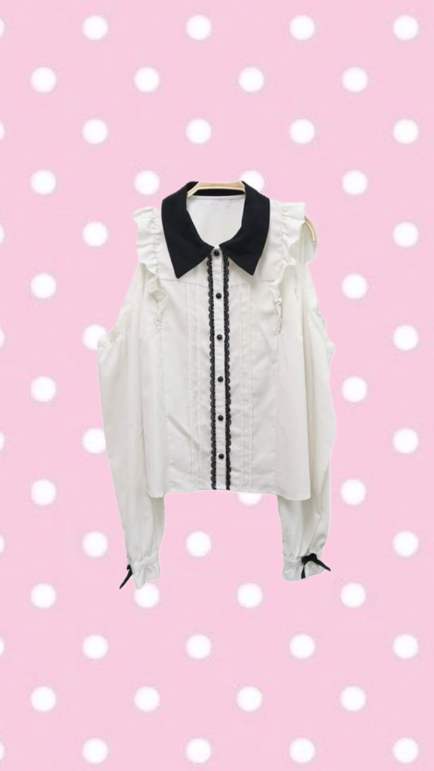 착샷ㅇ)디마럽 디어마이러브 어깨트임 블라우스히메갸루양산형로리타지뢰계빈티지 상품이미지1