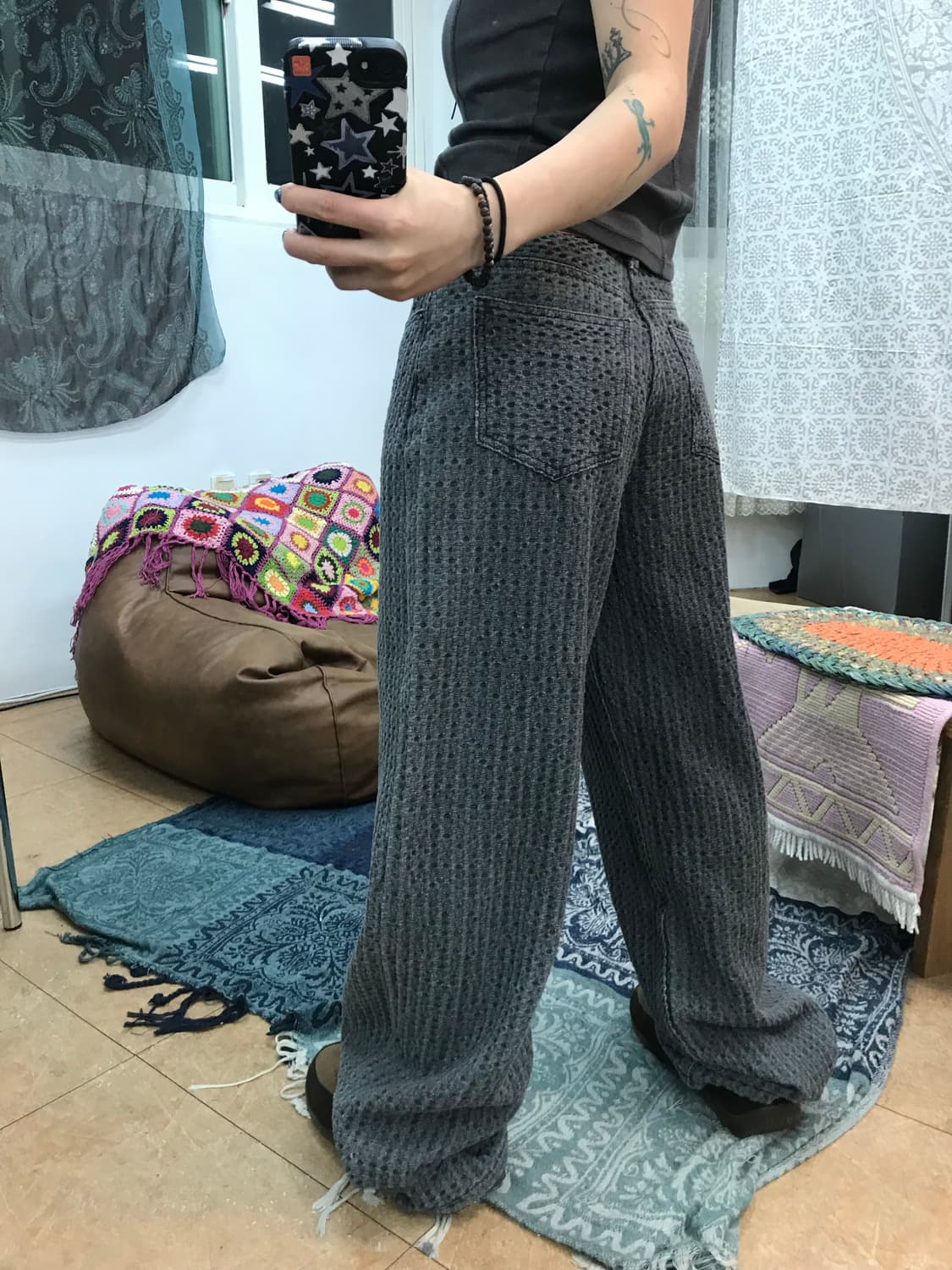 빈티지 여성 디테일 흑청 데님팬츠  상품이미지2