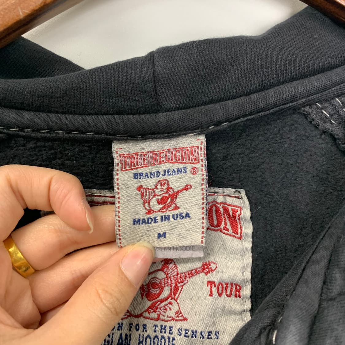 트루릴리전 y2k 와투케 스펠아웃 스티치 블랙 후드집업 상품이미지7