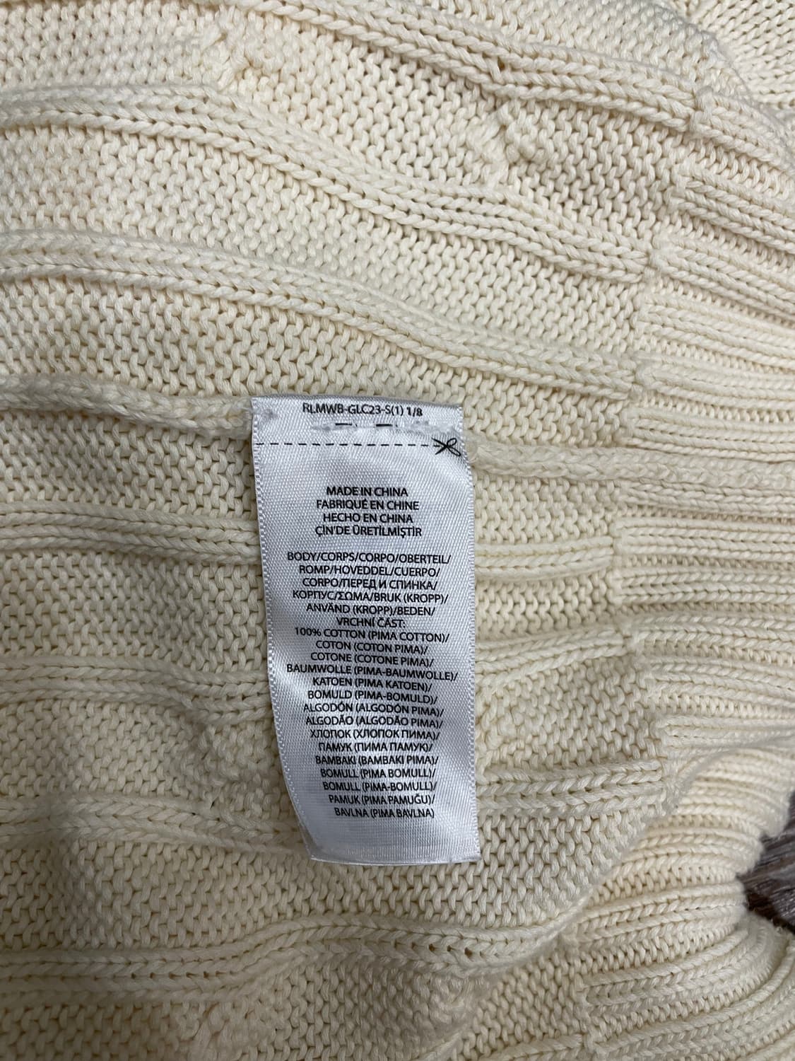 폴로 피마코튼 케이블 브이넥 니트 코튼 스웨터 크림 상품이미지7