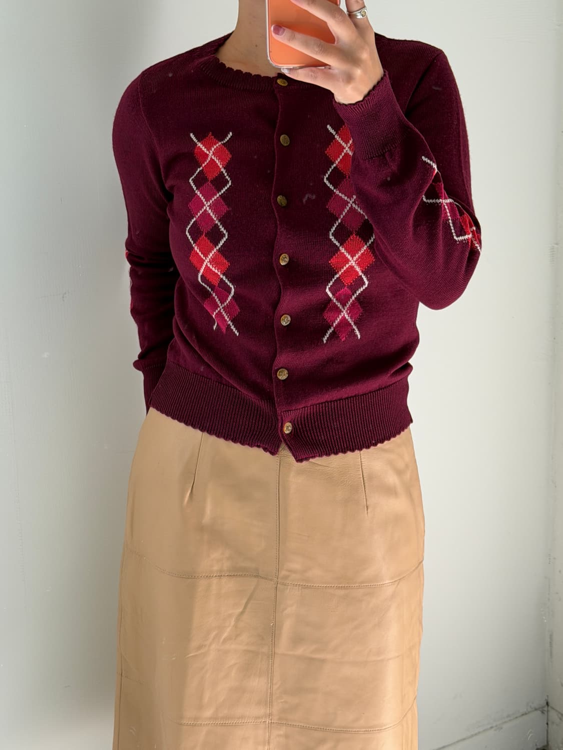 일본빈티지 클래식 아가일 울가디건 상품이미지1