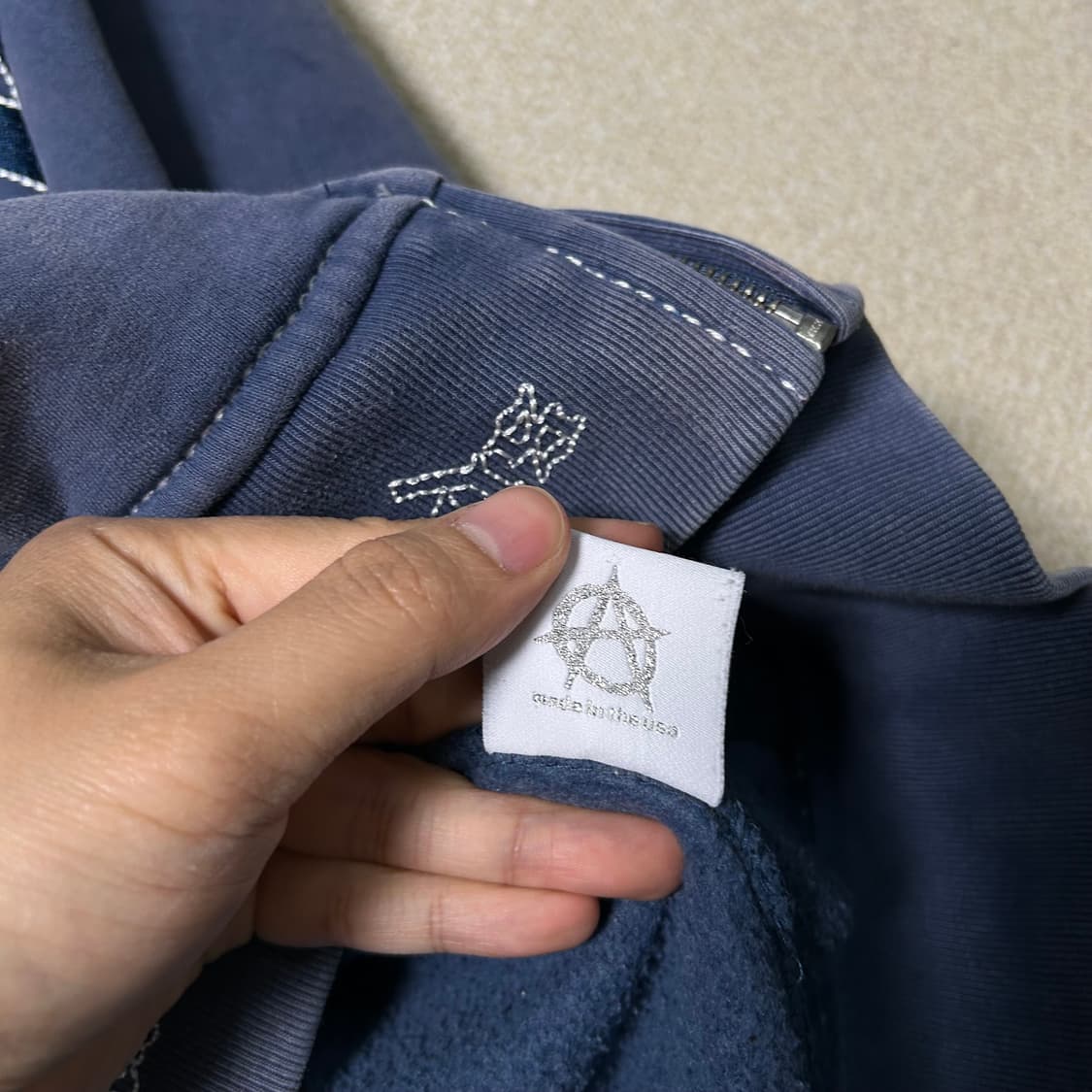 (M) Revenge 리벤지 스티치 블루 후드집업 상품이미지8