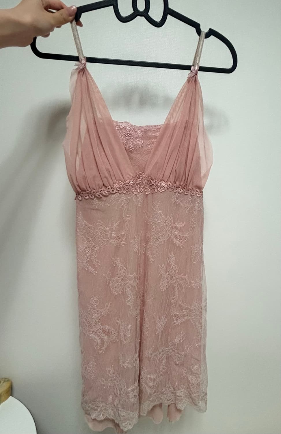 빈티지 피치 핑크 레이스 슬립 나시 원피스 페이리 상품이미지1