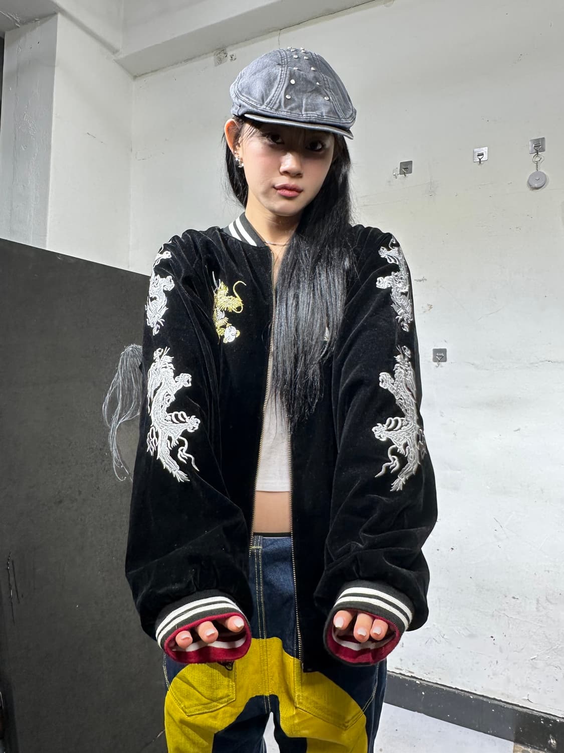 Jpn 일본빈티지 재패니즈 오리엔탈 빨검 양면 스카잔 자켓 상품이미지6