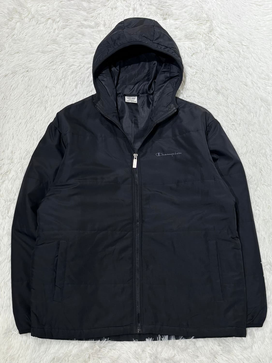 챔피언 블랙 스펠로고 폴리쉘 자켓 상품이미지4