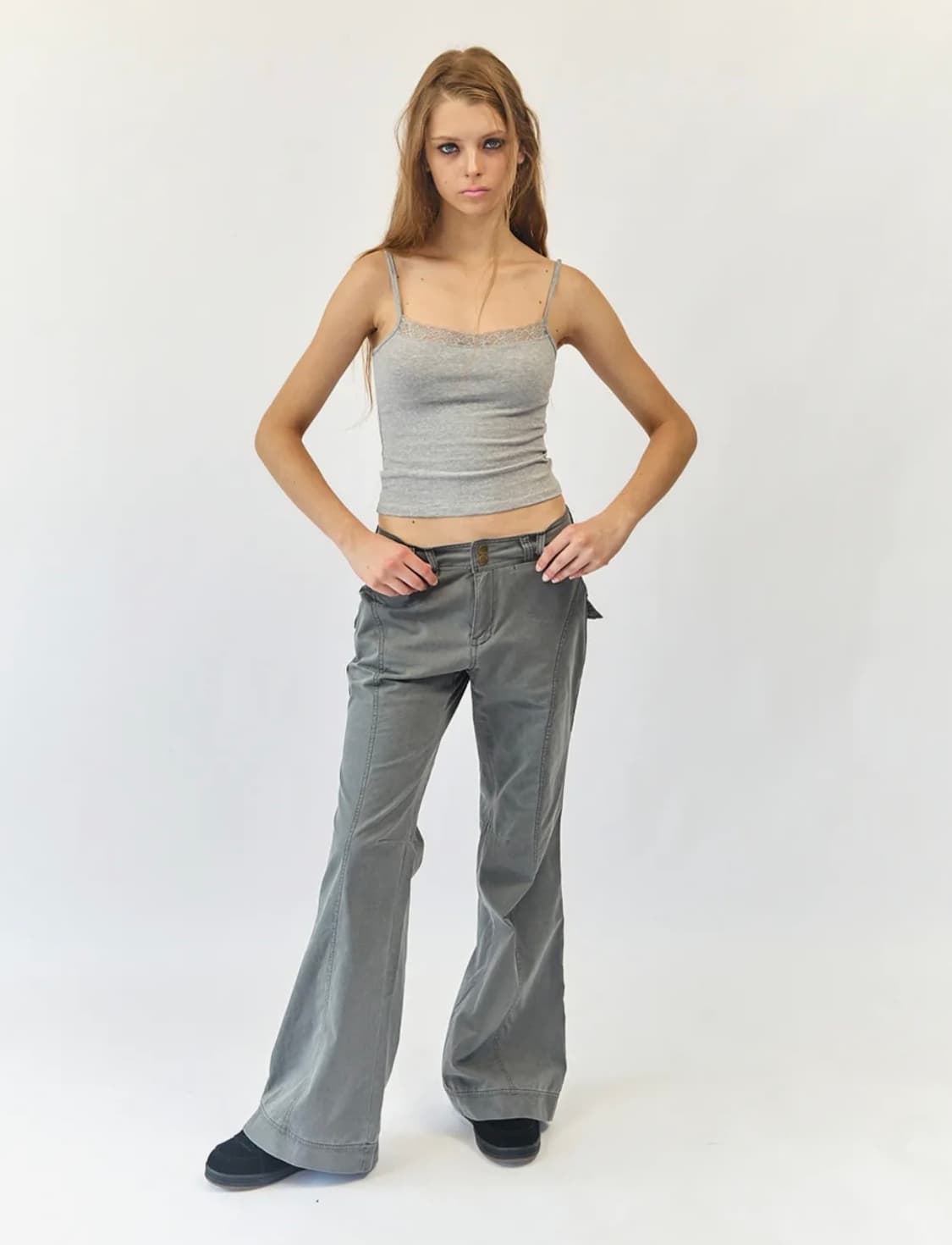 익스파이어드걸 Ash Semi Flared Pants Charcoal 상품이미지2