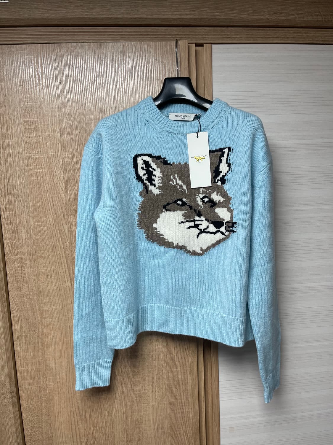 새상품) 메종키츠네 빅폭스 헤드 니트 아쿠아 상품이미지1