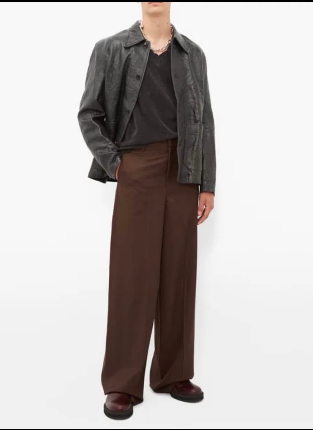 르메르 울 개버딘 와이드 팬츠 브라운 상품이미지1