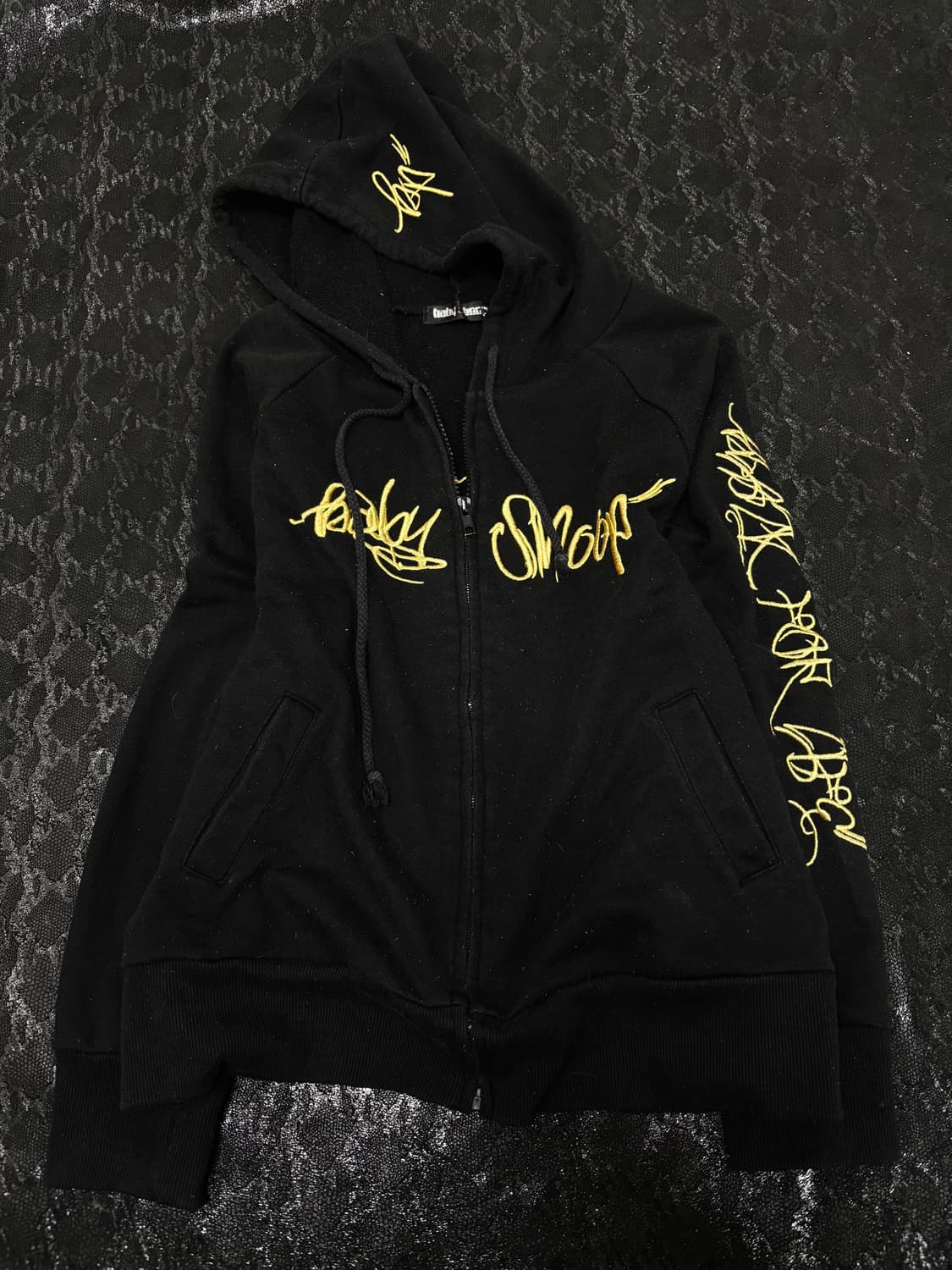 “Vintage” Y2K Print Black Hoodie Zip Up 상품이미지1
