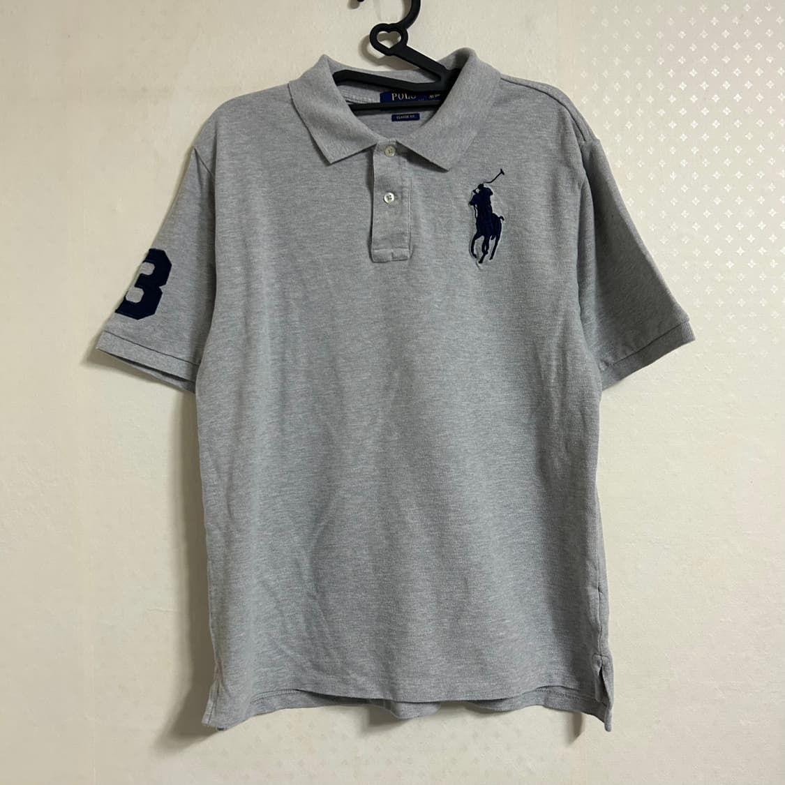폴로 랄프로렌 신형 빅포니 치프키프 넘버 로고 반팔 카라 티셔츠 그레이  상품이미지4