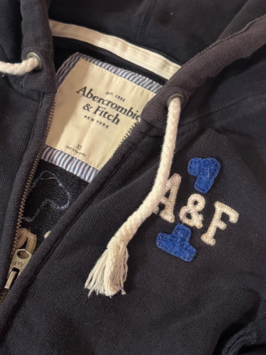 아베크롬비 a&f 1 로고 후드집업 네이비 상품이미지2