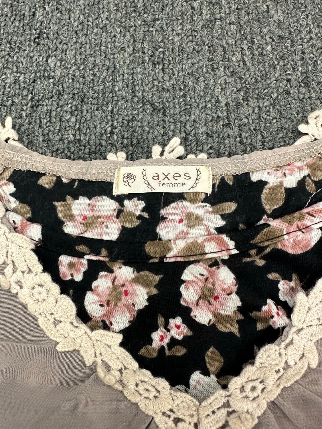 M)Axes Femme vintage 여성 레이스 플로럴 레이어드 블라우 상품이미지2