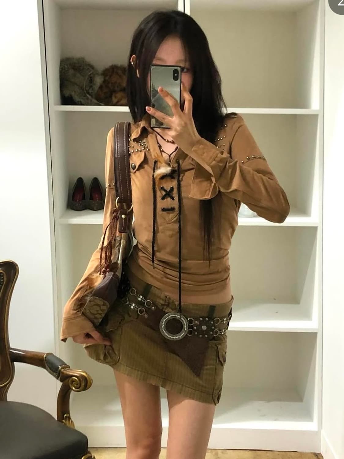 대장급 파우닝 빈티지 웨스턴 스터드 탑 상품이미지1