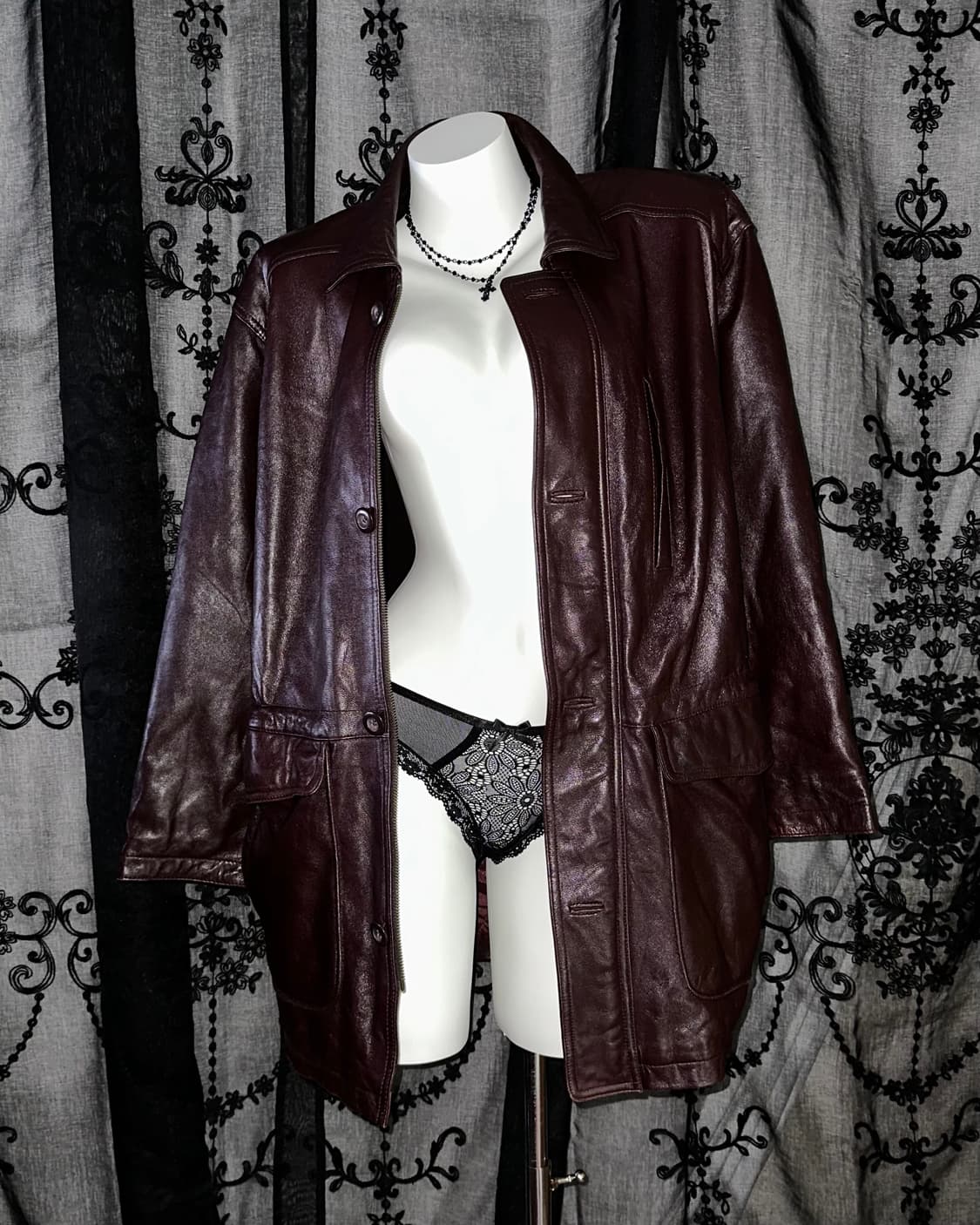 Red brown sheepskin coat jacket 상품이미지1