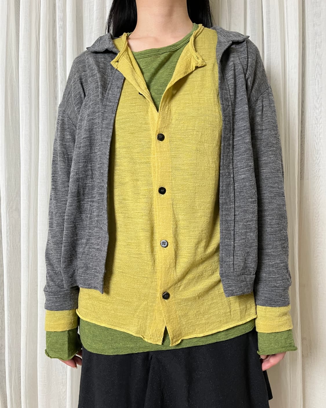 요지야마모토 3 레이어 탑 Yohji yamamoto 컷앤소+가디건 상품이미지1